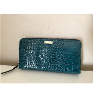 kate spade Croc Patent Neda Wallet dark turquoise